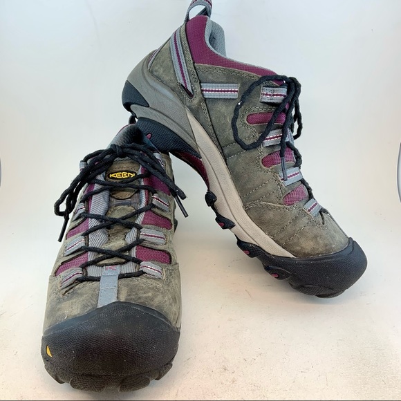 Keen Shoes - KEEN Women's Grey Purple Utility Flint Low Steel Toe Work Shoes 10 NO INSOLES